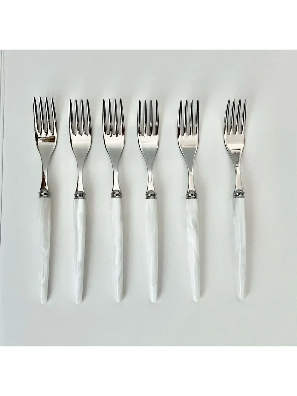NWOT CAPDECO Elegant Tang White Dining Fork Set of 6